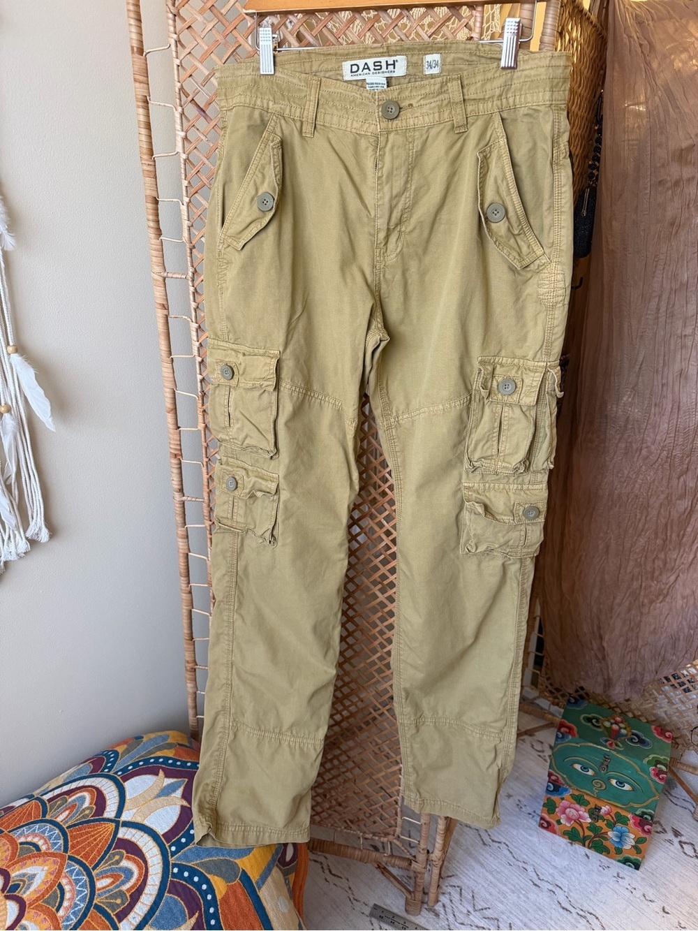 Dash Tan Olive Cargo Pants with Button-Flap Pockets